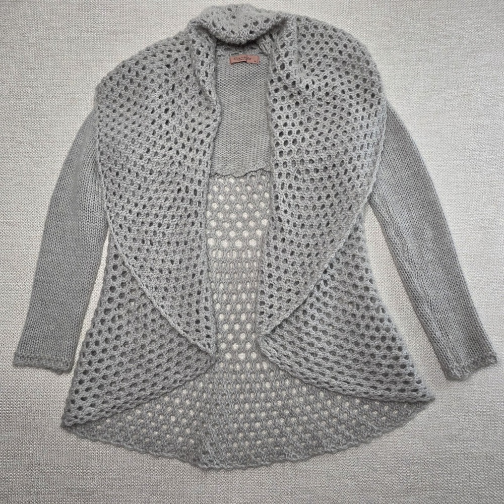 Elsamanda Cardigan Sweater Women M Mohair Wool Shawl Chunky Cable Knit Italy
